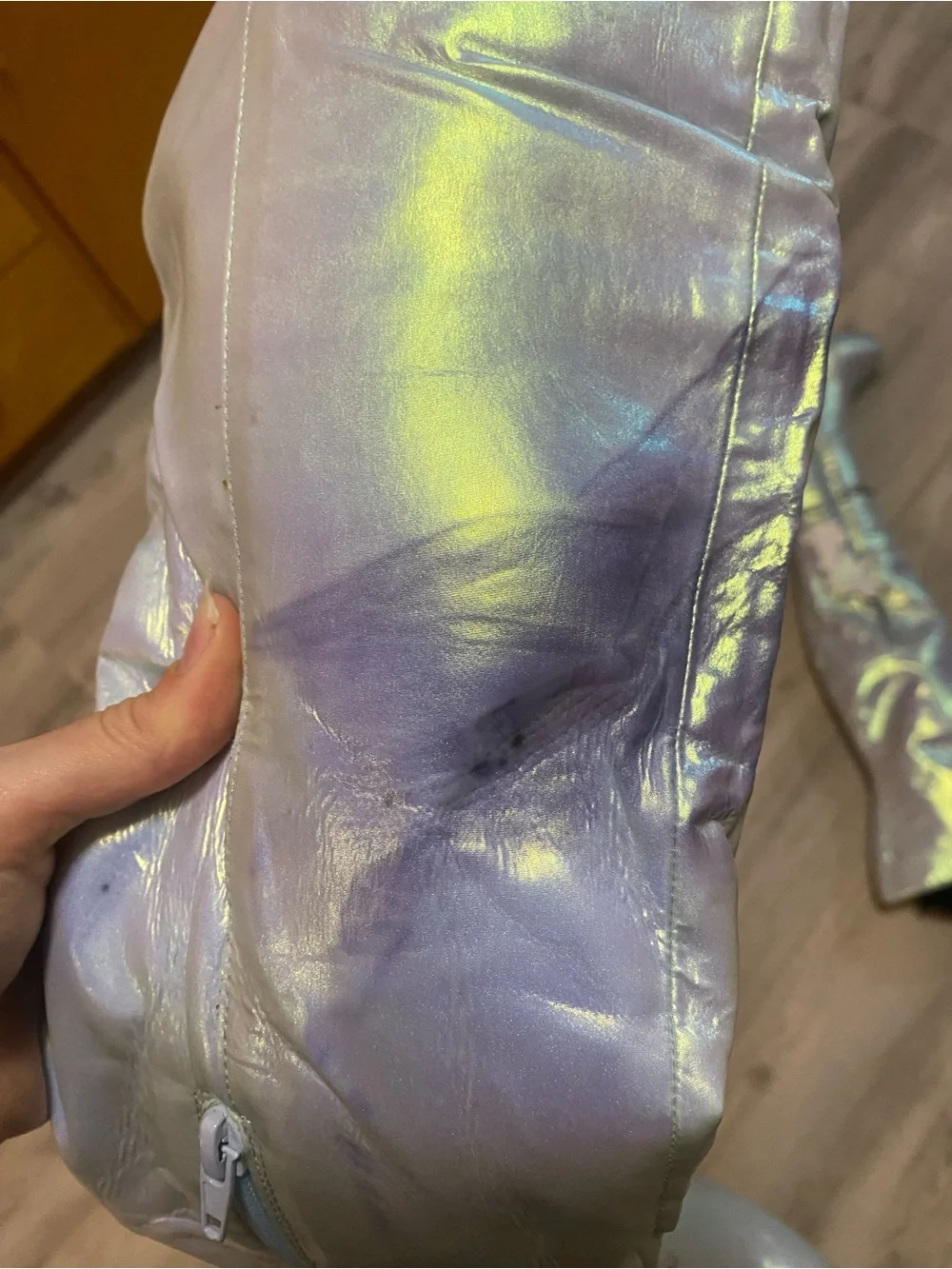 Sparkl Fairy Couture Iridescent Knee-High Platform Boots with Heart Chain- NWT